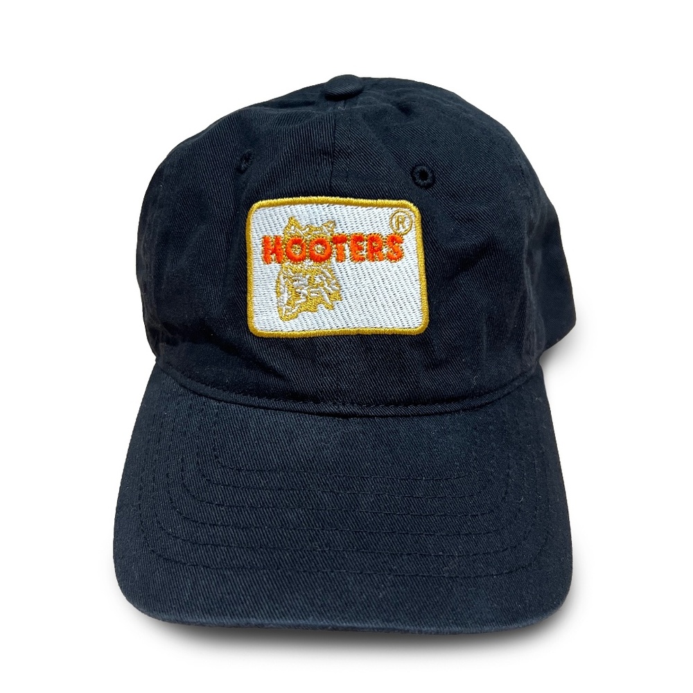 Hooters Hat Vintage Retro Black baseball dad hat Strapback Cap 90s Party NWOT